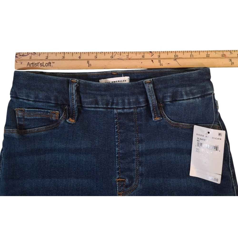 NWT Good American Pull On Jeans Women's Small Blue Stretch Good Legs Straight - Picture 8 of 12